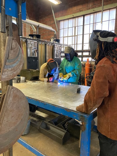 Students in McKinley P-Tech program tour Local 210 union hall and experience MIG welding for the first time.