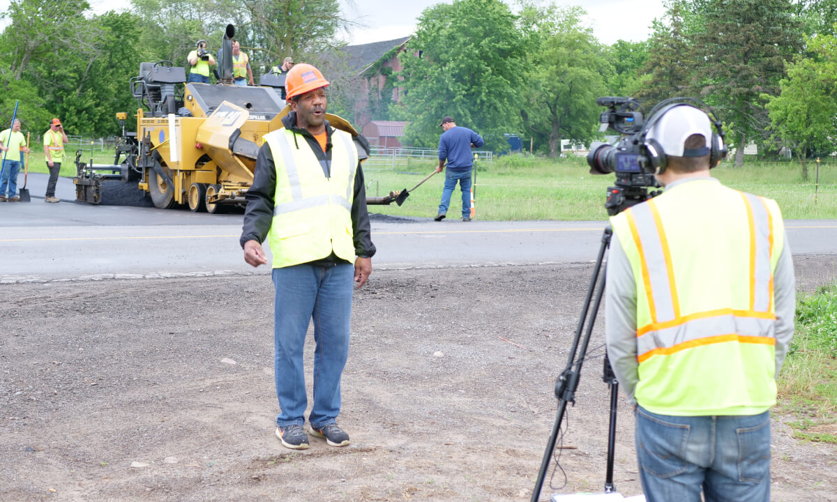 Man recording a construction video training